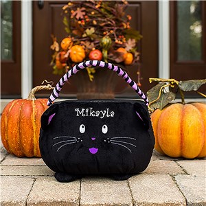 Embroidered Cat Trick or Treat Basket