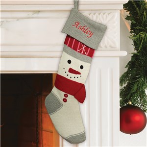 Embroidered Knit Snowman Stocking | Personalized Christmas Stockings