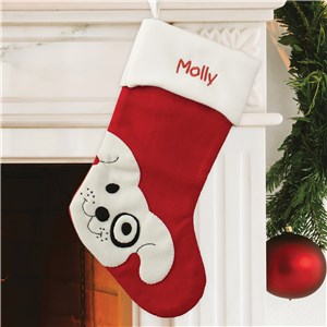Embroidered Puppy Dog Stocking | Personalized Dog Stockings