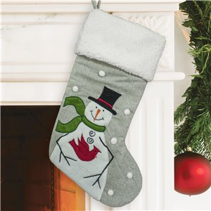 Embroidered Snowman with Cardinal Stocking | Personalized Christmas Stockings