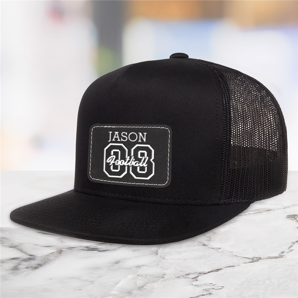 thumbnail image 2 of Custom Papa Leather Patch Trucker Hat - Personalized Father Baseball Cap Adjustable 2 of 11