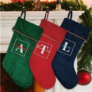 Embroidered Family Name Plush Stocking with Gold Detail E12216565X