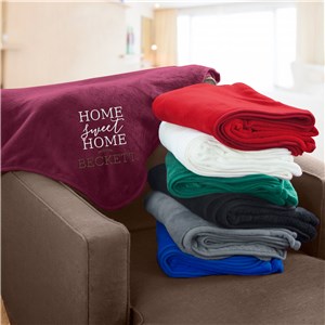 Embroidered Home Sweet Home Plush Throw Blanket E12221317X