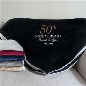 Embroidered Anniversary Sherpa Blanket | Personalized Throw Blankets