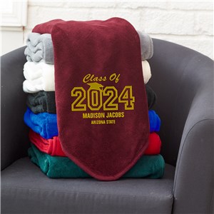 Embroidered Graduation Fleece Throw Blanket