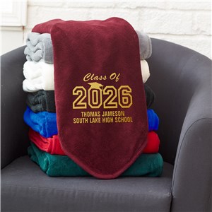 Embroidered Graduation Fleece Throw Blanket
