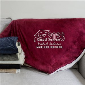 Graduation Embroidered Sherpa Blanket E12611184X