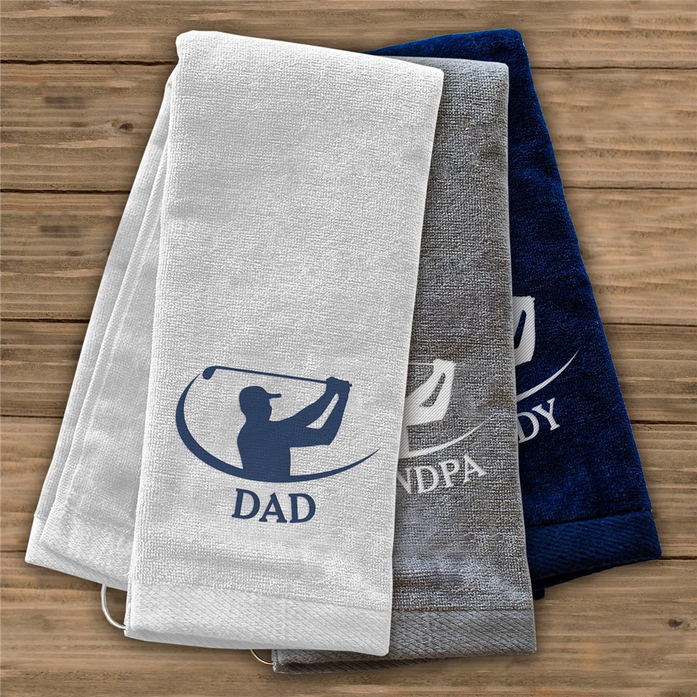 Embroidered Golfer Swing Golf Towel | Personalized Golf Gifts For Dad