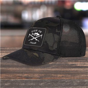 Personalized Fish On Camo Trucker Hat with Patch E12816560X