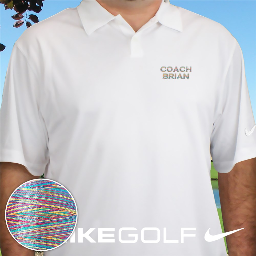 Embroidered Name Nike Dri-FIT Golf Polo with Rainbow Thread