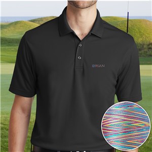 Port Authority Personalized Black Polo Shirt with Rainbow Thread