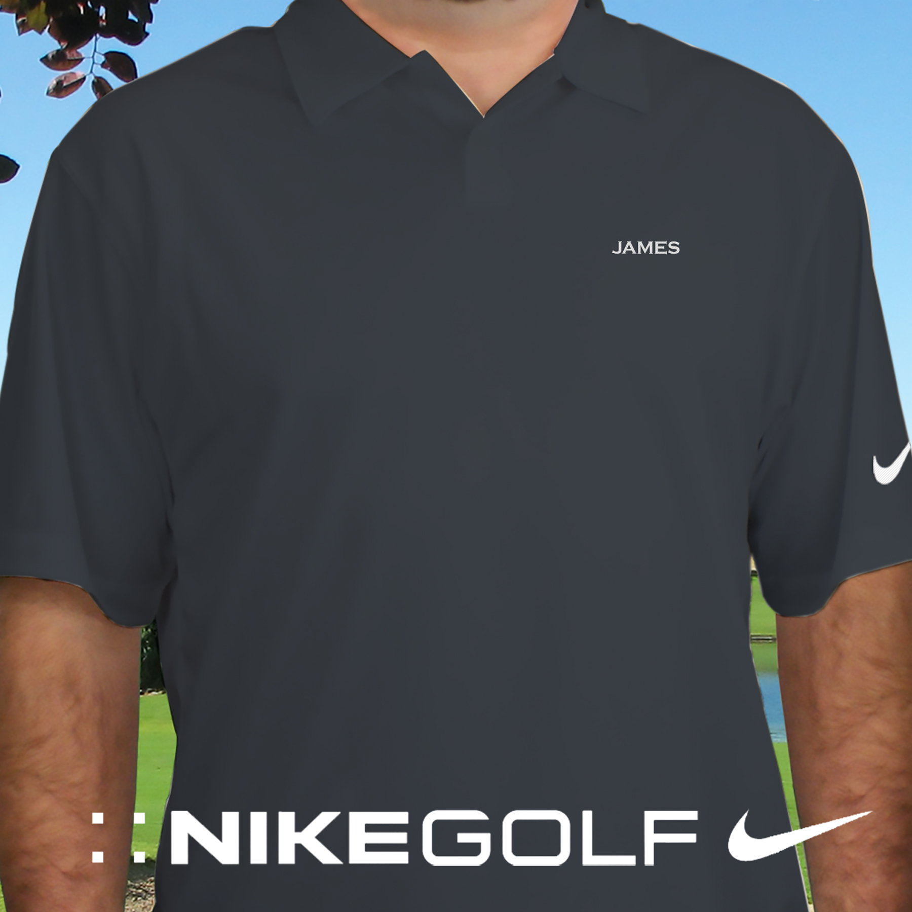 Embroidered Name Nike Dri-FIT Gray Polo Shirt | Personalized Golf Shirts For Dad