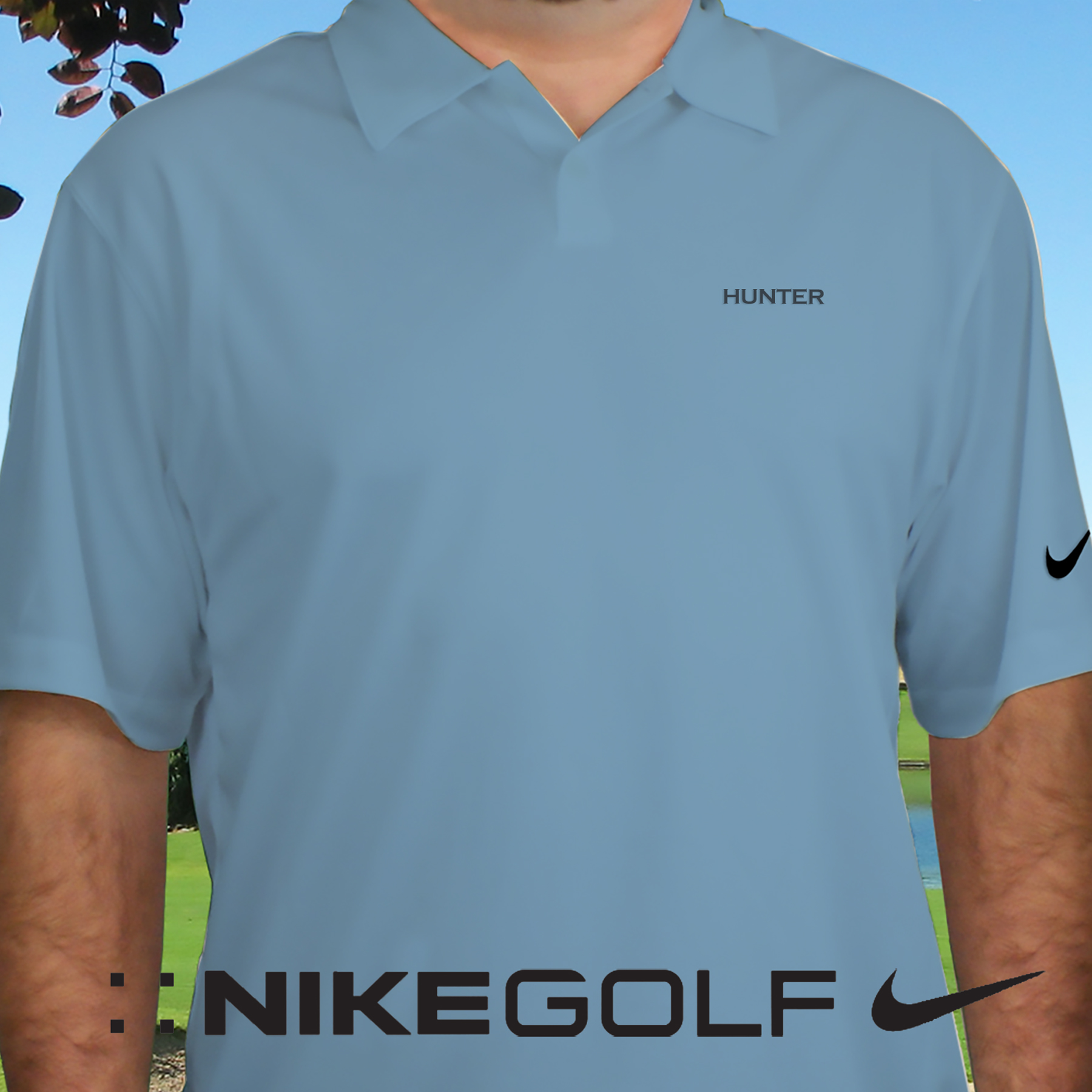 Embroidered Name Nike Dri-FIT Light Blue Polo Shirt | Embroidered Golf Shirts