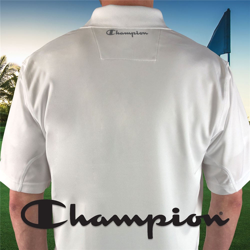 Embroidered Any Name Sleeve Champion White Polo E13103480X