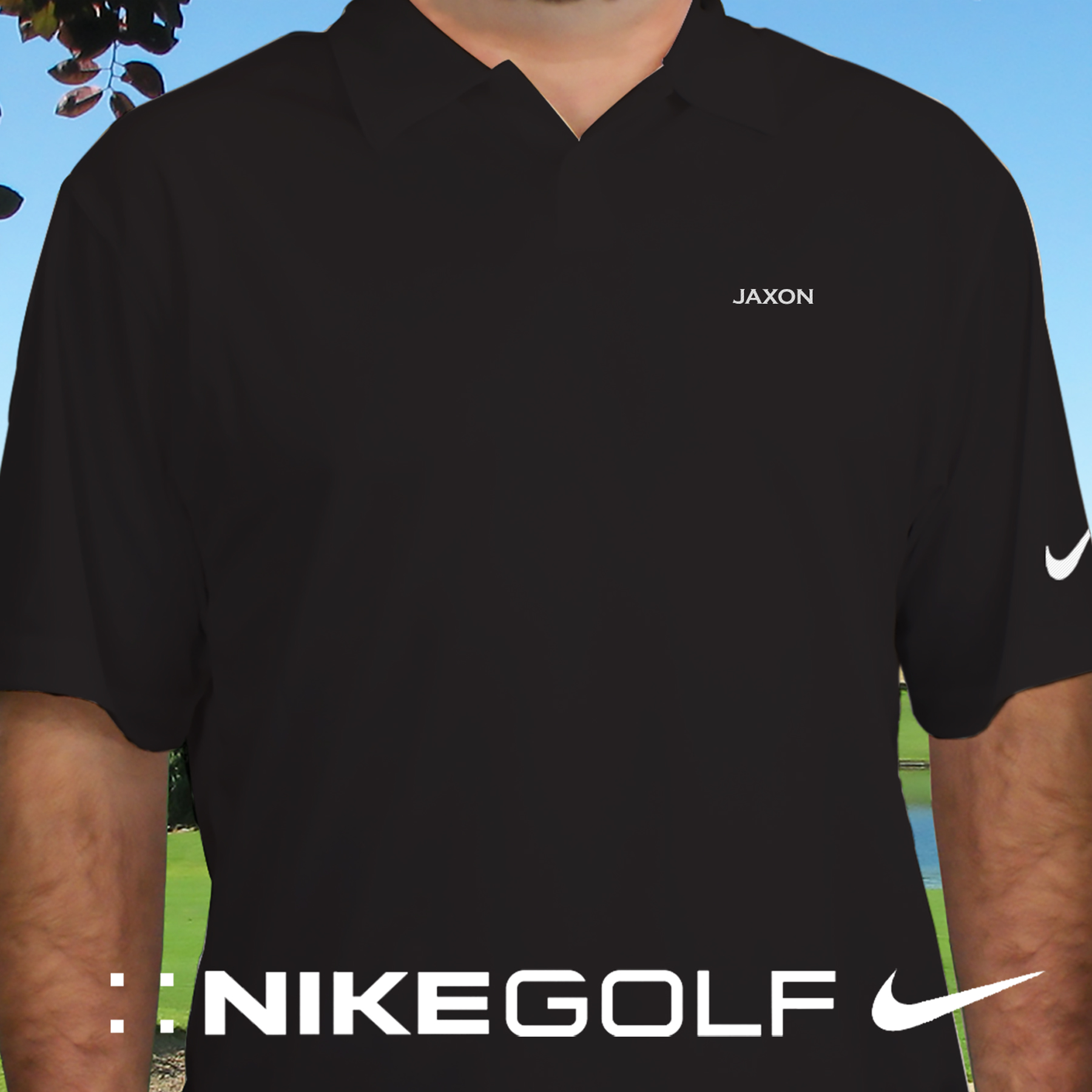 Embroidered Name Nike Dri-FIT Black Golf Polo Shirt | Personalized Nike Golf Shirts