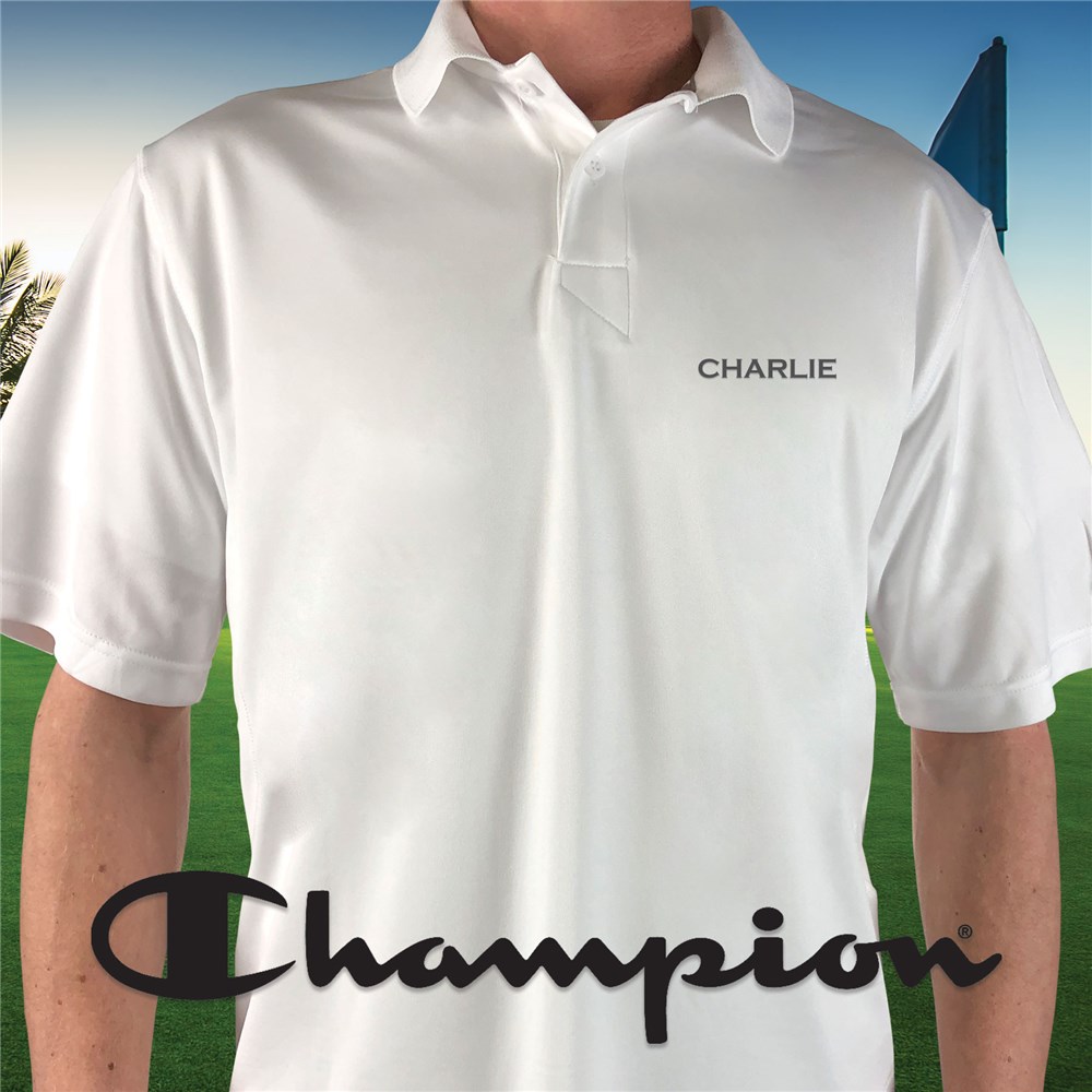 Embroidered Name Champion White Polo E13104480X