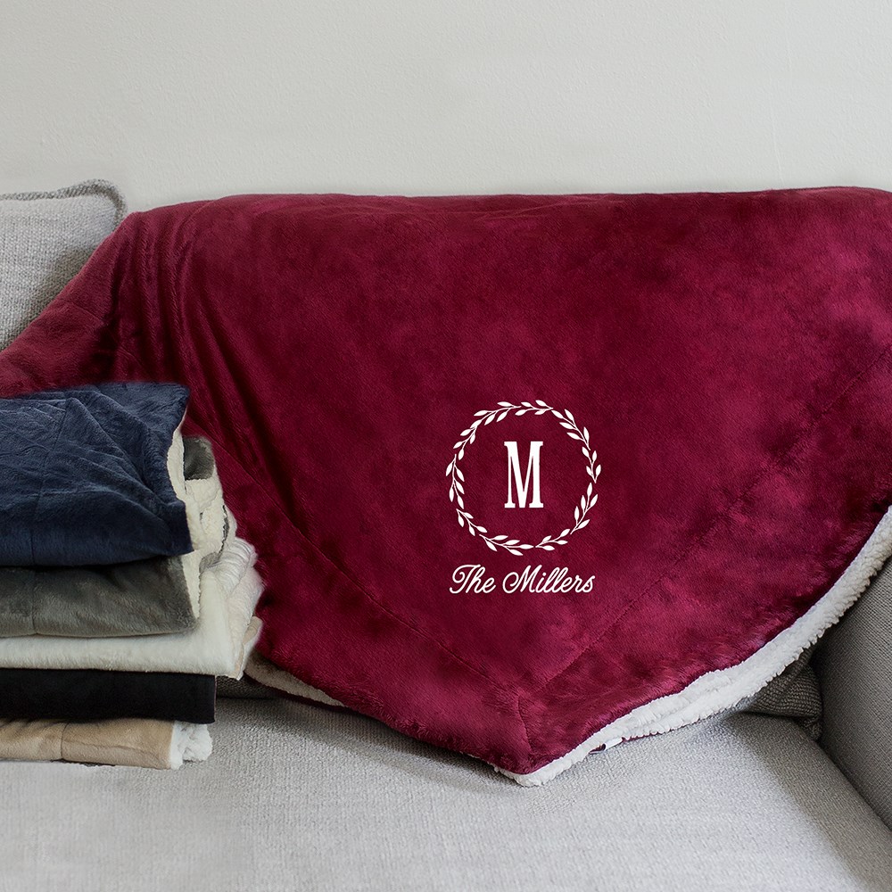 Embroidered Monogram Sherpa Blanket | Embroidered Blanket