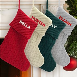 Embroidered Vintage Cable Knit Stocking E13709433X
