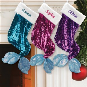 Personalized Reversible Sequin Mermaid Stocking E13846419X