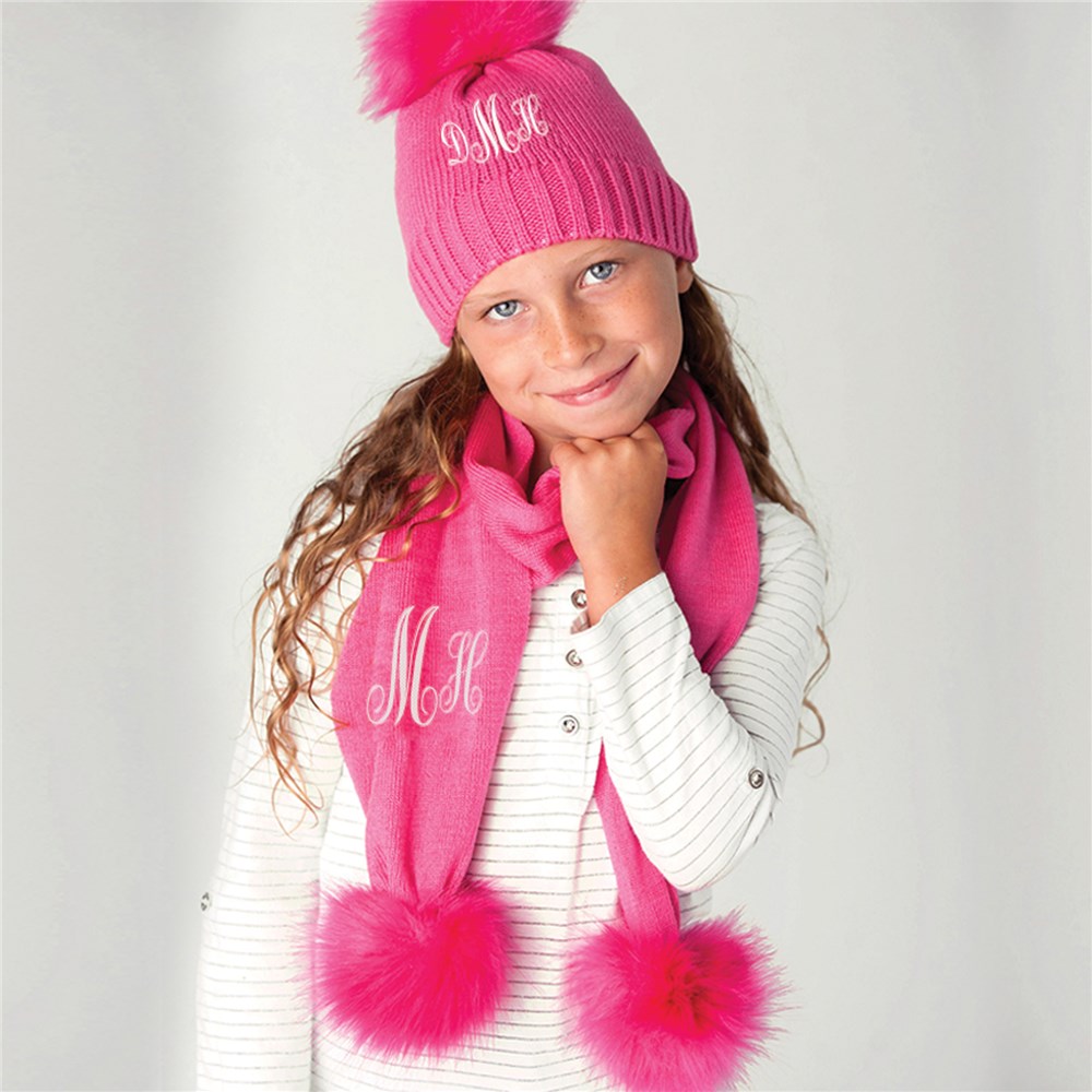 Monogrammed Knit Hat and Scarf | Kids Matching Hat and Scarf Set