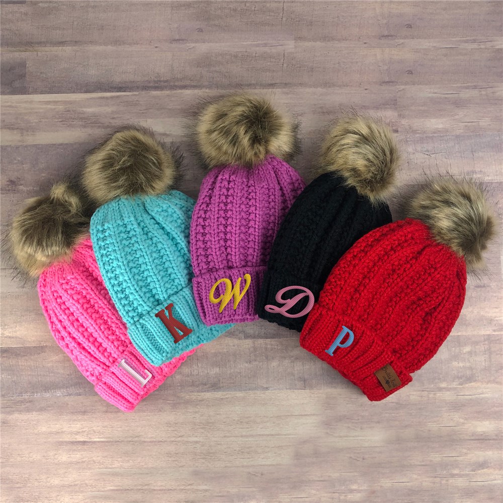 Personalized Initial Kid's Cable Knit Hat