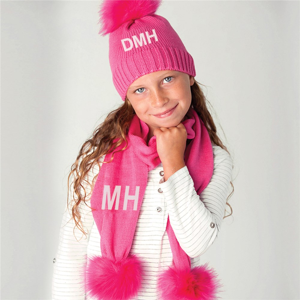 Kids Embroidered Knit Hat | Kids Embroidered Knit Scarf