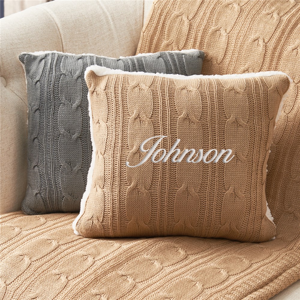 Embroidered Throw Pillows | Cable Knit Pillows