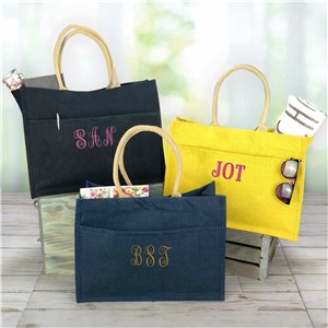 Embroidered Tote Bag | Colorful Tote With Pockets
