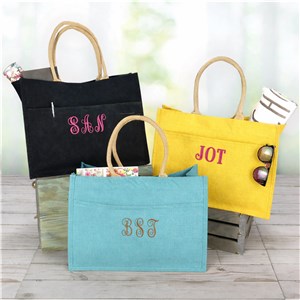 Embroidered Tote Bag | Colorful Tote With Pockets
