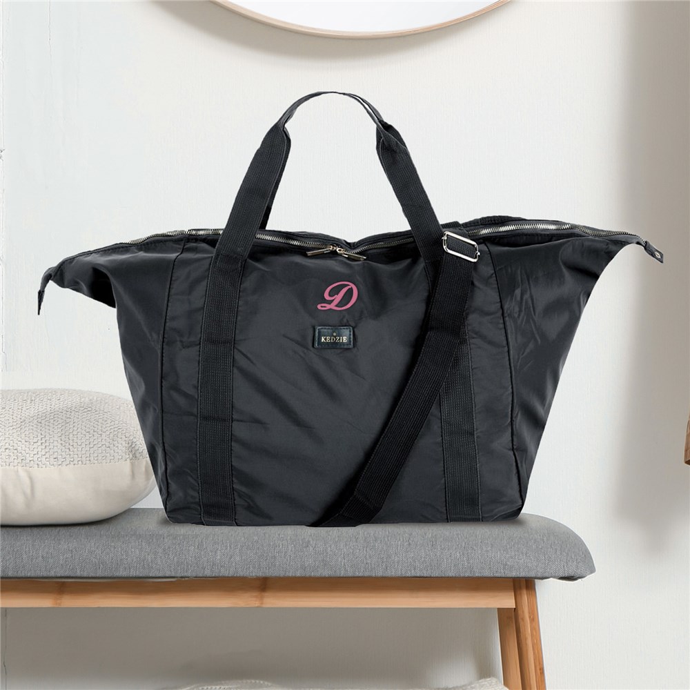 Embroidered Duffel Bag With Initials