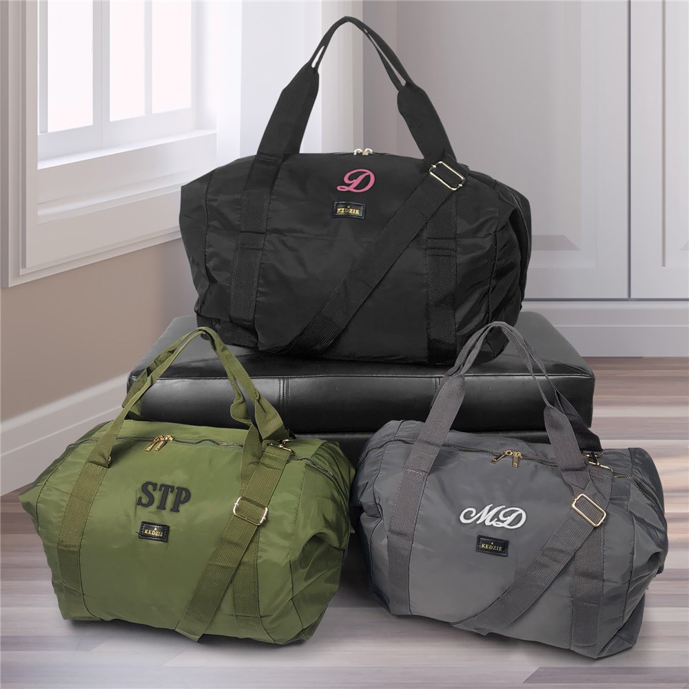 Embroidered Duffel Bag With Initials