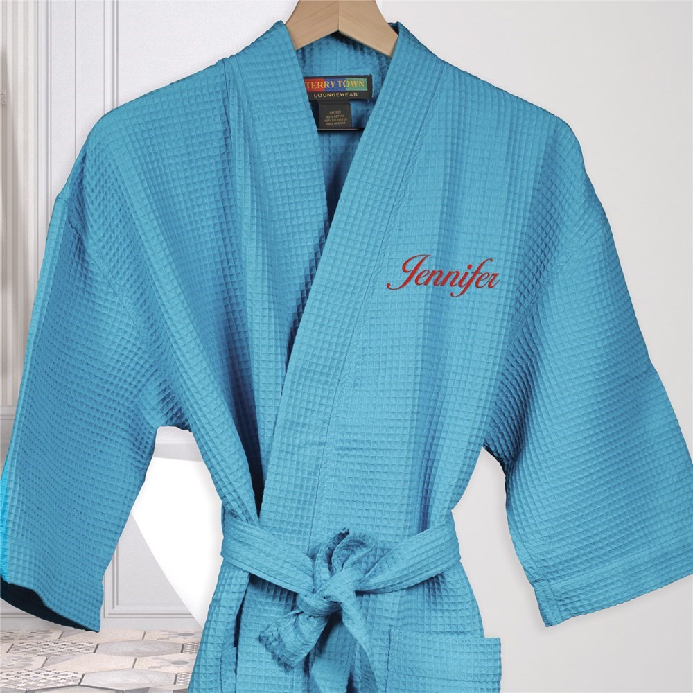 Embroidered Robes | Embroidered Waffle Weave Robes