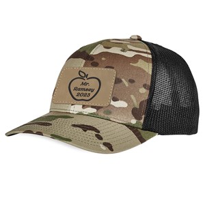 Personalized Teacher Apple Camo Trucker Hat with Patch