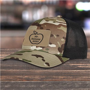 Personalized Teacher Apple Camo Trucker Hat with Patch