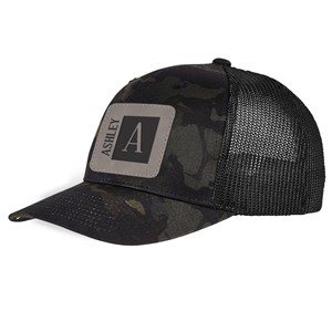 Personalized Square Name & Initial Camo Trucker Hat with Patch