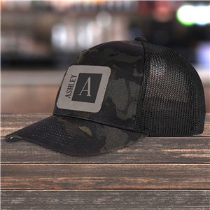 Personalized Square Name & Initial Camo Trucker Hat with Patch E15217560X