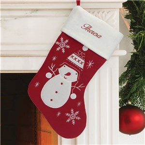 Embroidered Christmas Stocking | Snowman Personalized Holiday Stocking