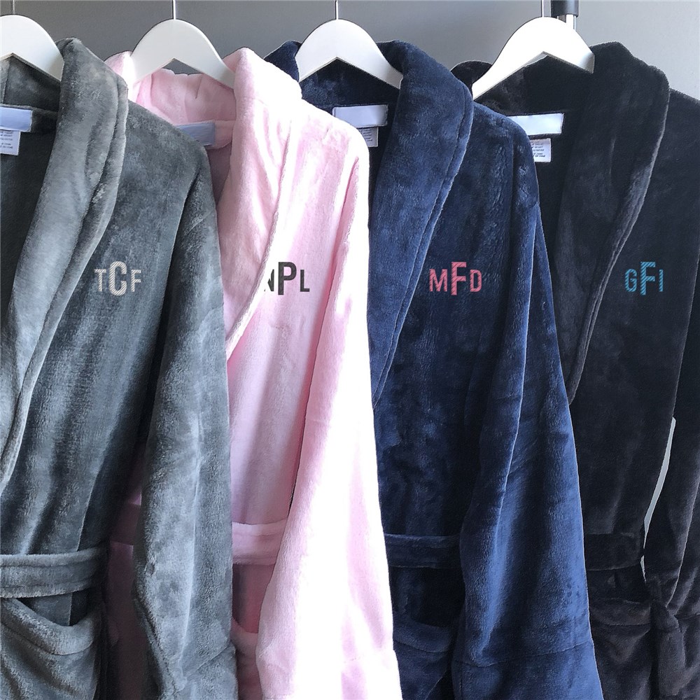 Embroidered Monogram Micro Fleece Robe GiftsForYouNow