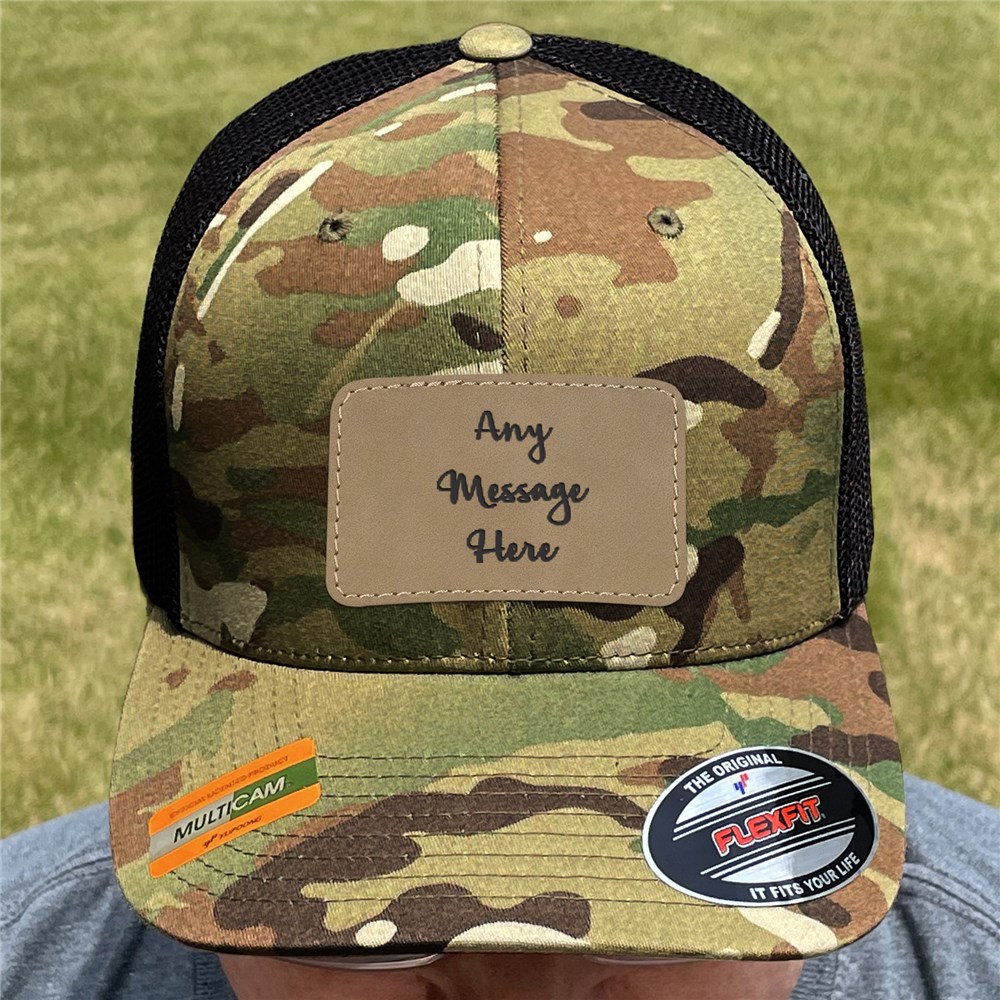 Personalized Any Message Camo Trucker Hat with Patch