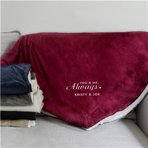 Embroidered You & Me Always Sherpa Blanket
