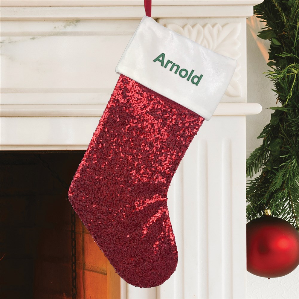 Embroidered Red Sequin Stocking
