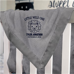 Embroidered Safari Fleece Baby Blanket