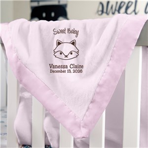 Embroidered Woodland Fleece Baby Blanket