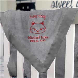 Embroidered Woodland Fleece Baby Blanket