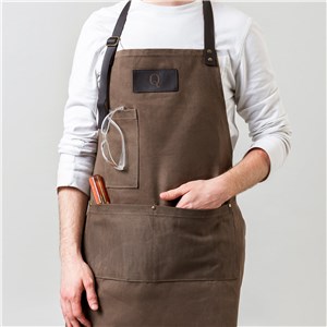 Engraved Canvas Leather Apron with Initial