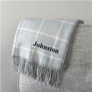 Embroidered Windowpane Throw Blanket with Name