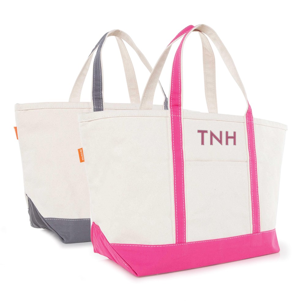 Large Canvas Boat Tote Embroidered With Initials