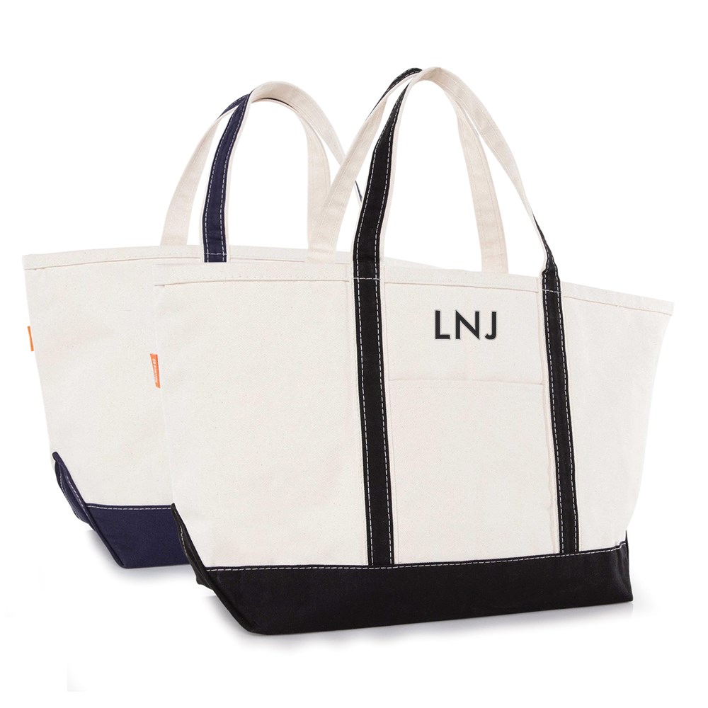 Embroidered Initials Large Boat Tote