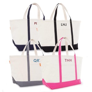 Large Canvas Boat Tote Embroidered With Initials