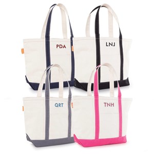 Embroidered Initials Medium Boat Tote E19086542X